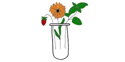 Zeichnung einer Vase mit Blumen darin