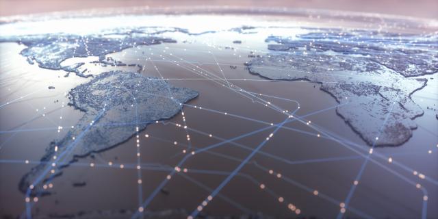 world map showing networking