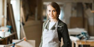 Woman standing in a workshop