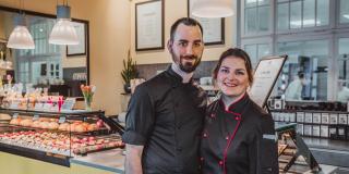 Sven Walton and Ariane Hensch in their café