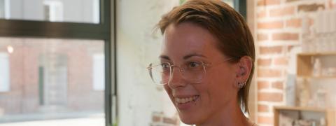 Ronja Neugebauer in her hairdresser's shop