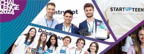 Collage: Bilder von Teilnehmenden der Startup Teens Challenge