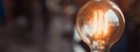 A shining light bulb